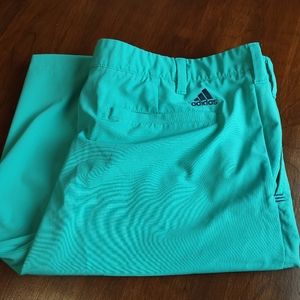 Adidas mint green flat front golf shorts men's Size 38